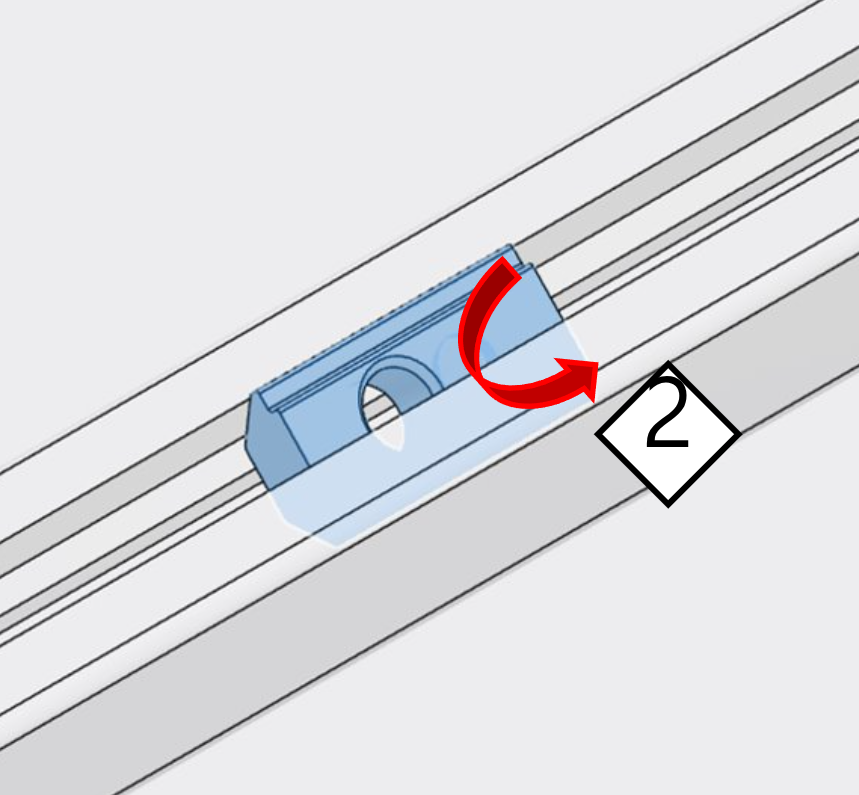 Press the portion protruding outside the rail
