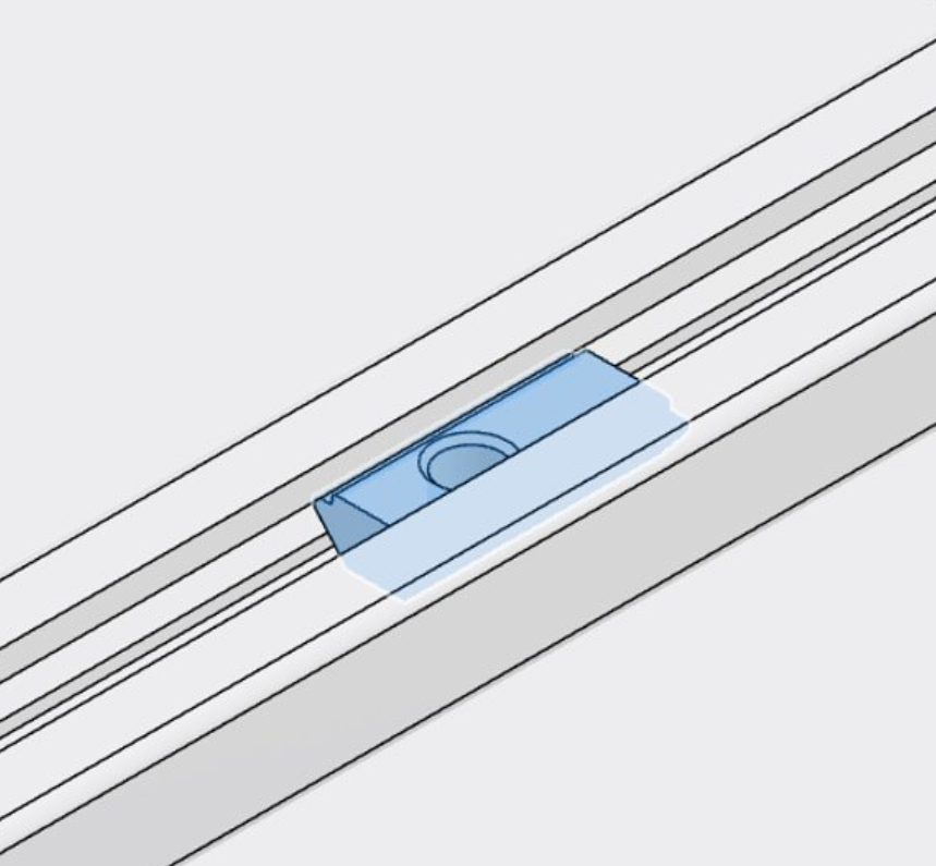 Align the nut with the rail slot