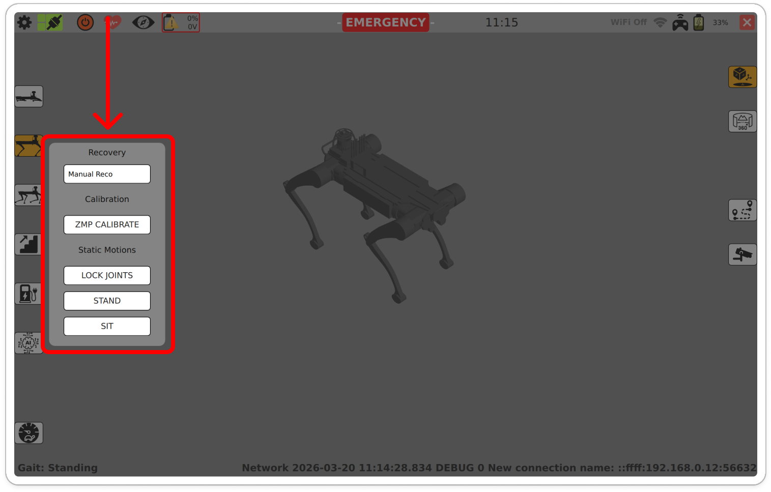 ZMP CALIBRATE selection (Recovery menu)