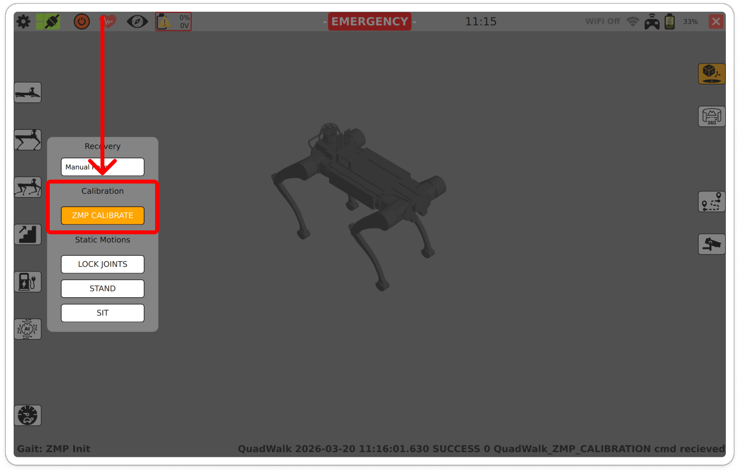 Calibration in progress (ZMP Init)