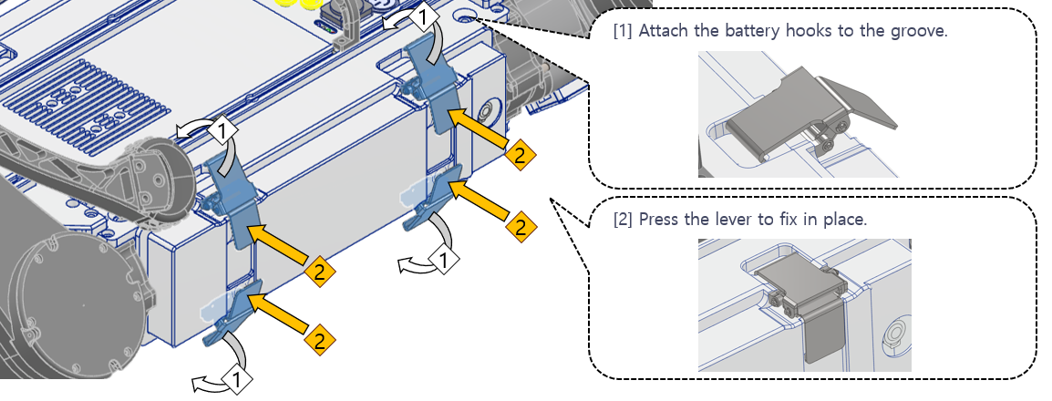 Battery installation and locking