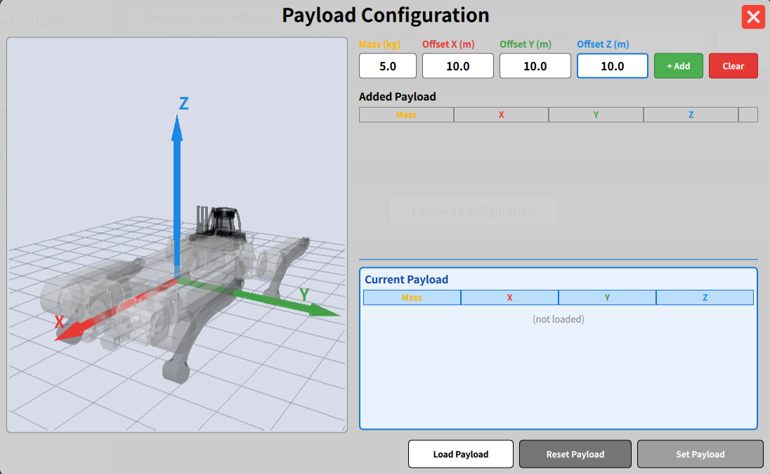 Payload Configuration input screen