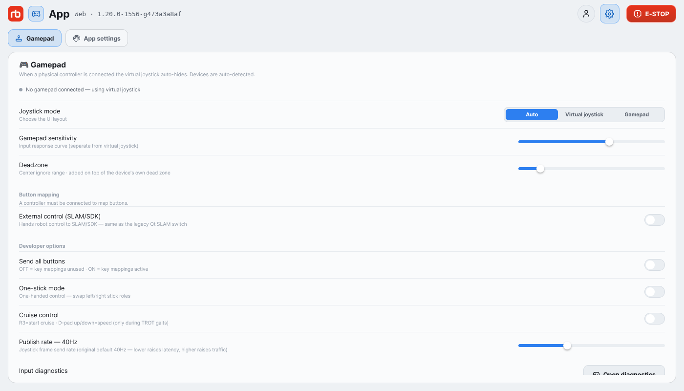 Gamepad settings